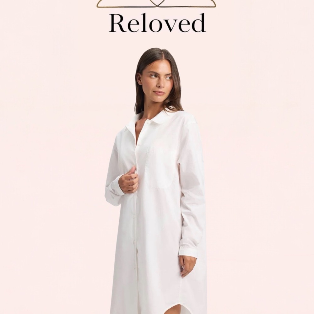 White Button-Up Shirt Dress - Picture 1 of 1